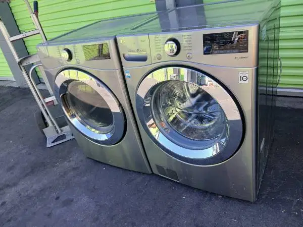 Lg steam grey front load washer and gas dryer