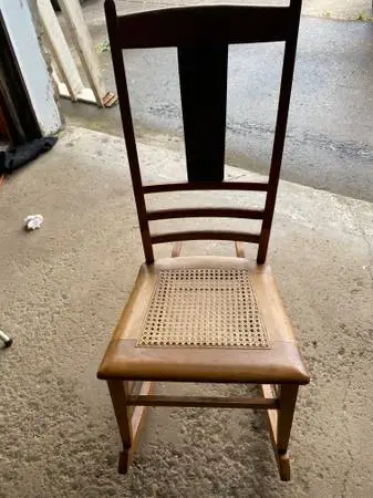 Oak rocker with cane seat