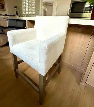 Pottery Barn Classic Upholstered Counter Stool, Ivory w/Grey Wash