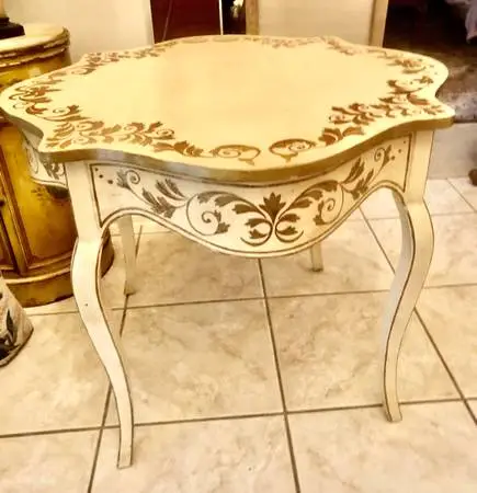 Amy Howard Scalloped French Painted small dining side Table