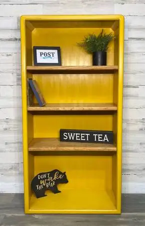 Yellow bookshelf adjustable shelves- delivery available