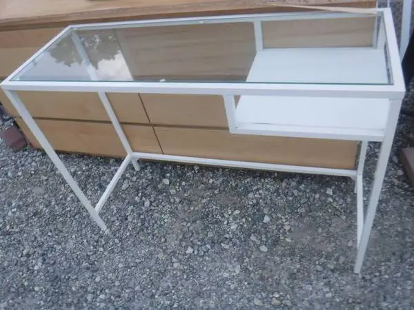 Glass and White Metal Desk