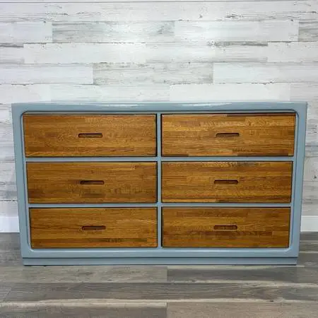 Refinished Oak & Blue Dresser *delivery available*