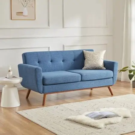 NIB mid century modern blue loveseat