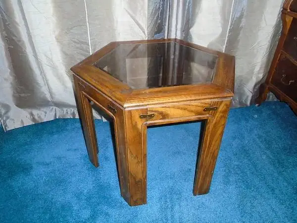 Vintage 1970s Octagon  solid oak table