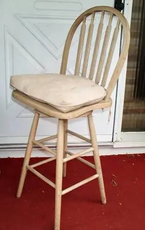 BAR STOOL Oak Wood Cushion Swivel Tall Cushioned Seat Kitchen Chair