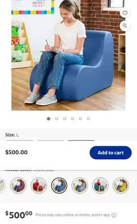 Jaxx Midtown Large Classroom Soft Foam Chair Premium Vinyl Cover blue