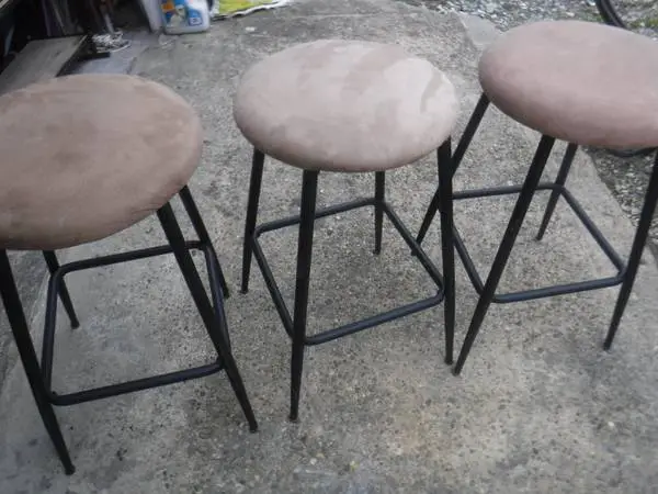 3 Stools Modern Metal with Fabric Seats 24 Tall
