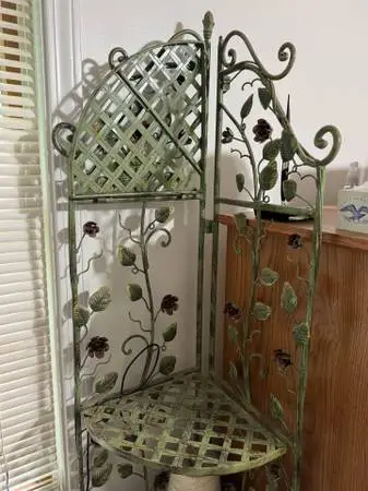 Pair of Metal Corner Shelves