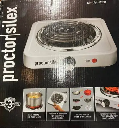 Home/Dorm/Camping: Proctor-Silex Compact Heating Element-New, Unopened