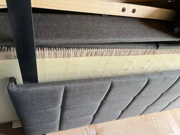 Queen headboard,frame, and box spring also a beautiful wooded screen d