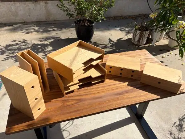 MUJI - large lot of wood storage organization mini furniture cabinet tray letter
