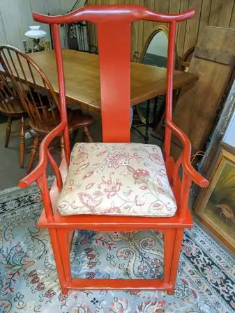 Chinese Scholars Chair--Antiqued in Pepper Red--Beautiful!