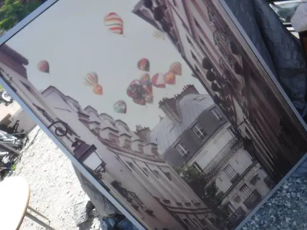 Large Print of Paris Street W/ Hot Air Ballons