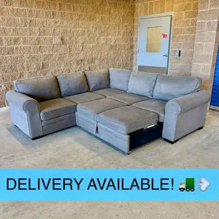 Gray Sleeper L Sectional Couch Sofa (DELIVERY AVAILABLE! 🚛💨)