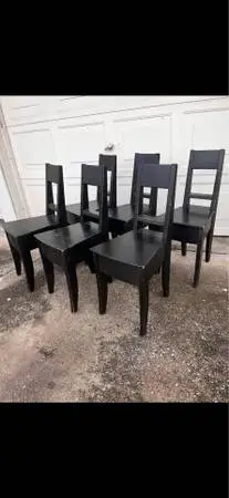Set of 6 - BLACK wood chairs (skinny)