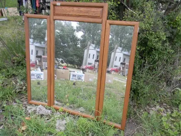 Large Mirror with Folding Wings