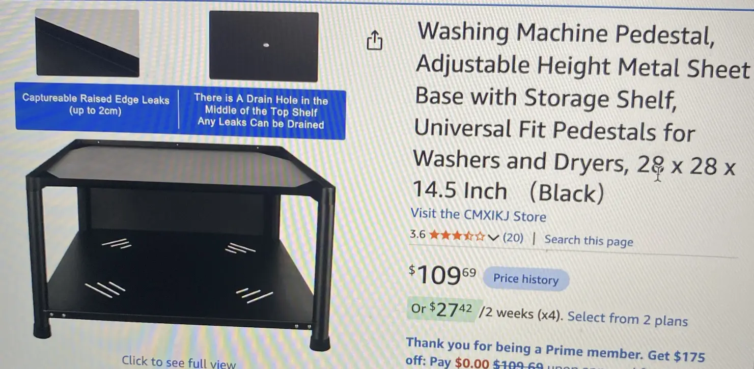 Washing Machine Pedestal, Adjustable Height Metal Sheet Base with Storage Shelf