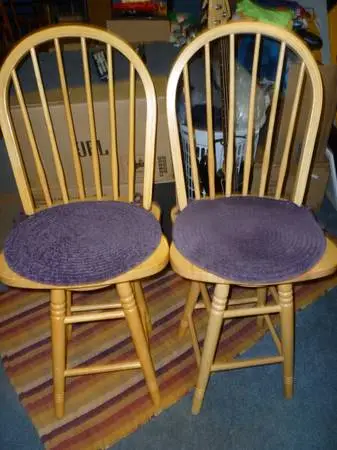 BAR STOOLS, TALL, HIGH BACK, SWIVEL X2