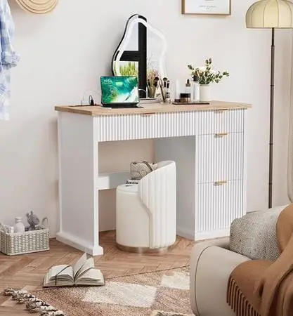 4FT. WHITE LAQUER MODERN FARMHOUSE DESK - ALLNEW