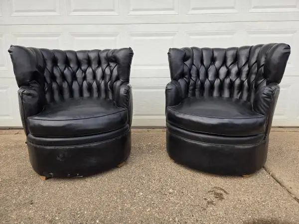 Mid Century Regency Tufted Club Chairs