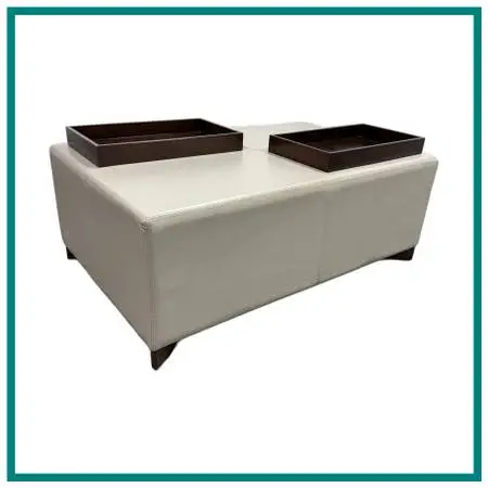 Plantation Home Leather Ottoman + Two Trays