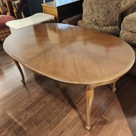 Oval Wood Dining Table with Leaves