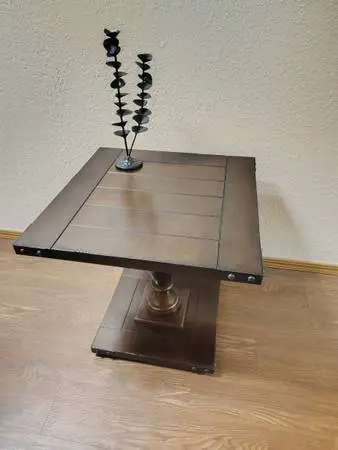 Nail Trim 2015 Stout Rugged Rustic Dark Wood Slat Pedestal Column End Table