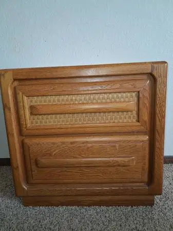Selling 2 Wooden Stands, 1 Dresser w/2 drawers, &1Round Table for $20.
