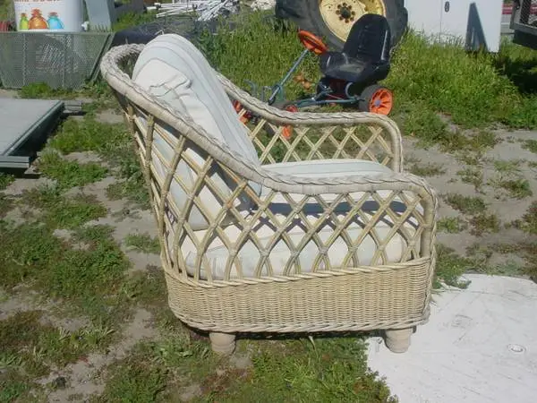 wicker chair with cushions