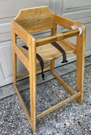 Childs High Chair-oak wood