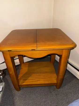 Oak Side Table w/ Sliding Top