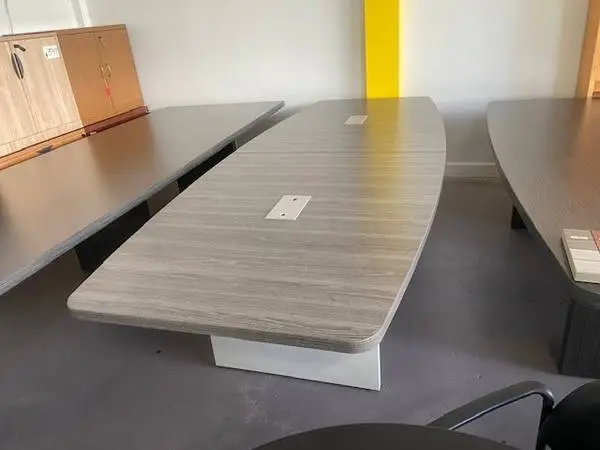 CONFERENCE TABLE 4X10 BOAT SHAPE GRAY/WHITE