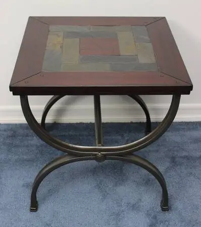 Ashley Furniture Square End Table Featuring Natural Slate Mosaic Inlay