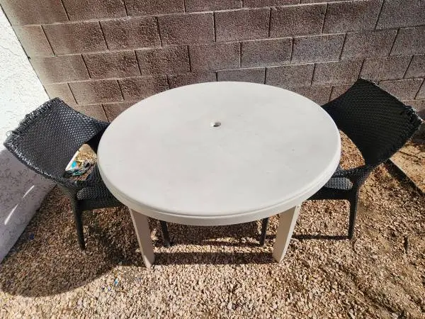 3-Piece Patio Furniture Set Outdoor  Wicker Chairs with Large Plastic Table for