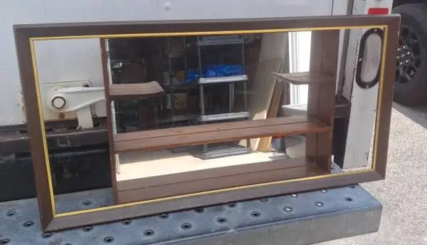 Shadow Box. Vintage Wood Mirror Curio Wall Shelf