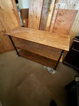 Rustic 3-Tier Metal and Wood Shelving Unit