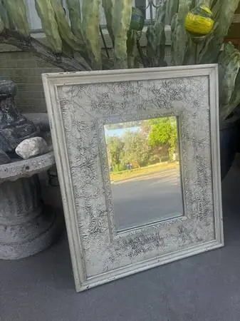 Latte Cream - Wood & Metal - Beveled Mirror