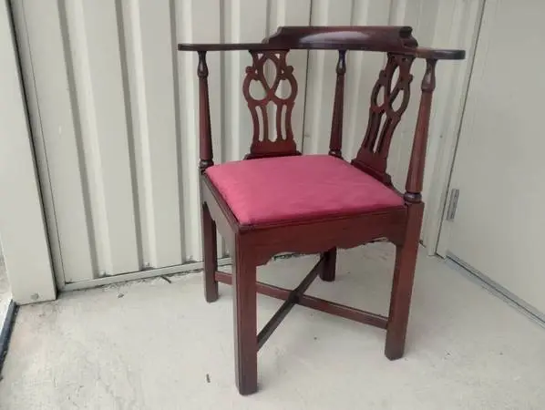 Vintage Mid 1900s Mahogany Chippendale Style Corner Chair