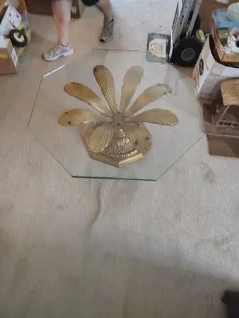 Glass Leaf Shape Coffe Table
