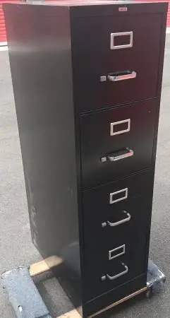 Staples,4-Drawer,Letter,Black,Vertical File Cabinet,No Lock,Filing Rai