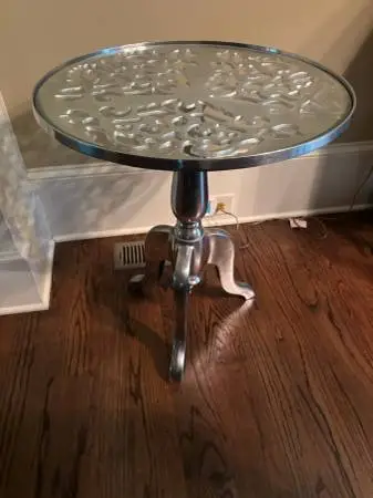 Metal - Silver Table with Glass Top
