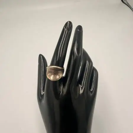 Vintage Silver Tone Abstract Concave Ring Size 9