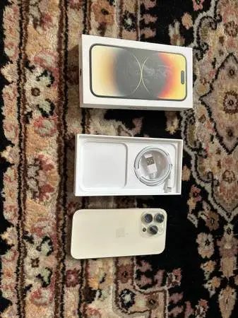 Iphone 14 pro gold unlocked with box abd charger