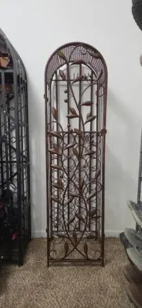 Rare Foldable Iron Wine Jail Cabinet w Removable Top