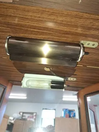 Curio cabnet lighted, wood, glass, and mirror