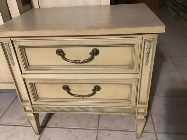 Vintage Nightstand with Two Drawers and Mirror