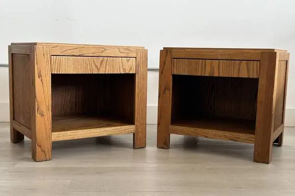 Oak Nightstand Set of 2 Nightstands Bedside Tables