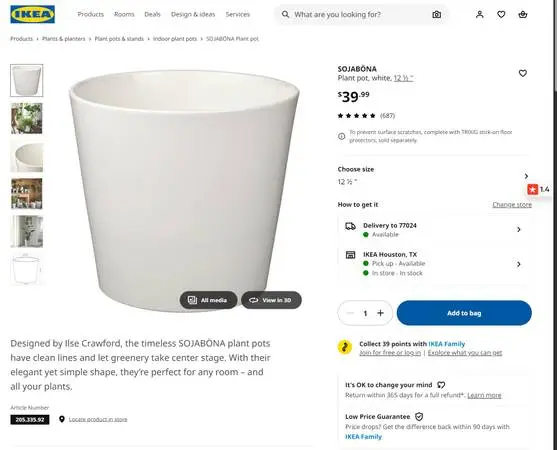 IKEA White Plant Vase New | Moving Sale!