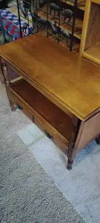 Vintage Crawford Furniture Solid Maple Drop-Leaf Server Table